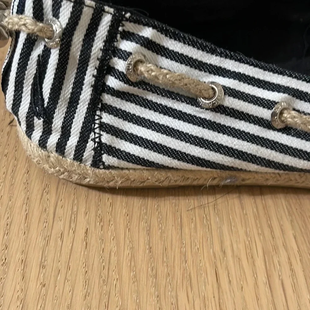 Nautica Rudder 2 Slip On Canvas Espadrilles Black White Stripes Sz. 7.5